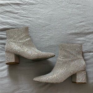 Betsey Johnson Glittering Silver Heeled Boots